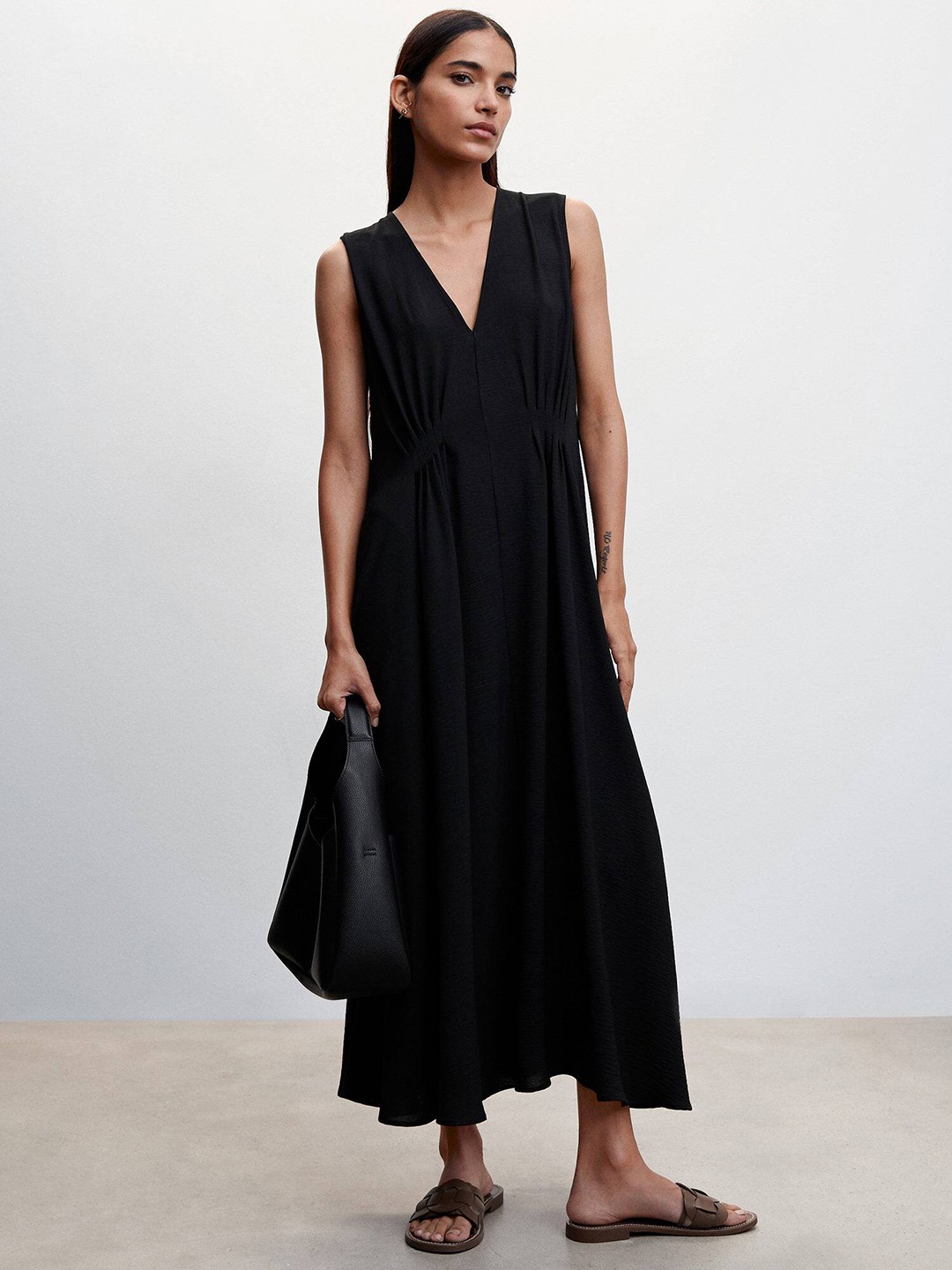 

MANGO Sustainable Maxi Dress, Black