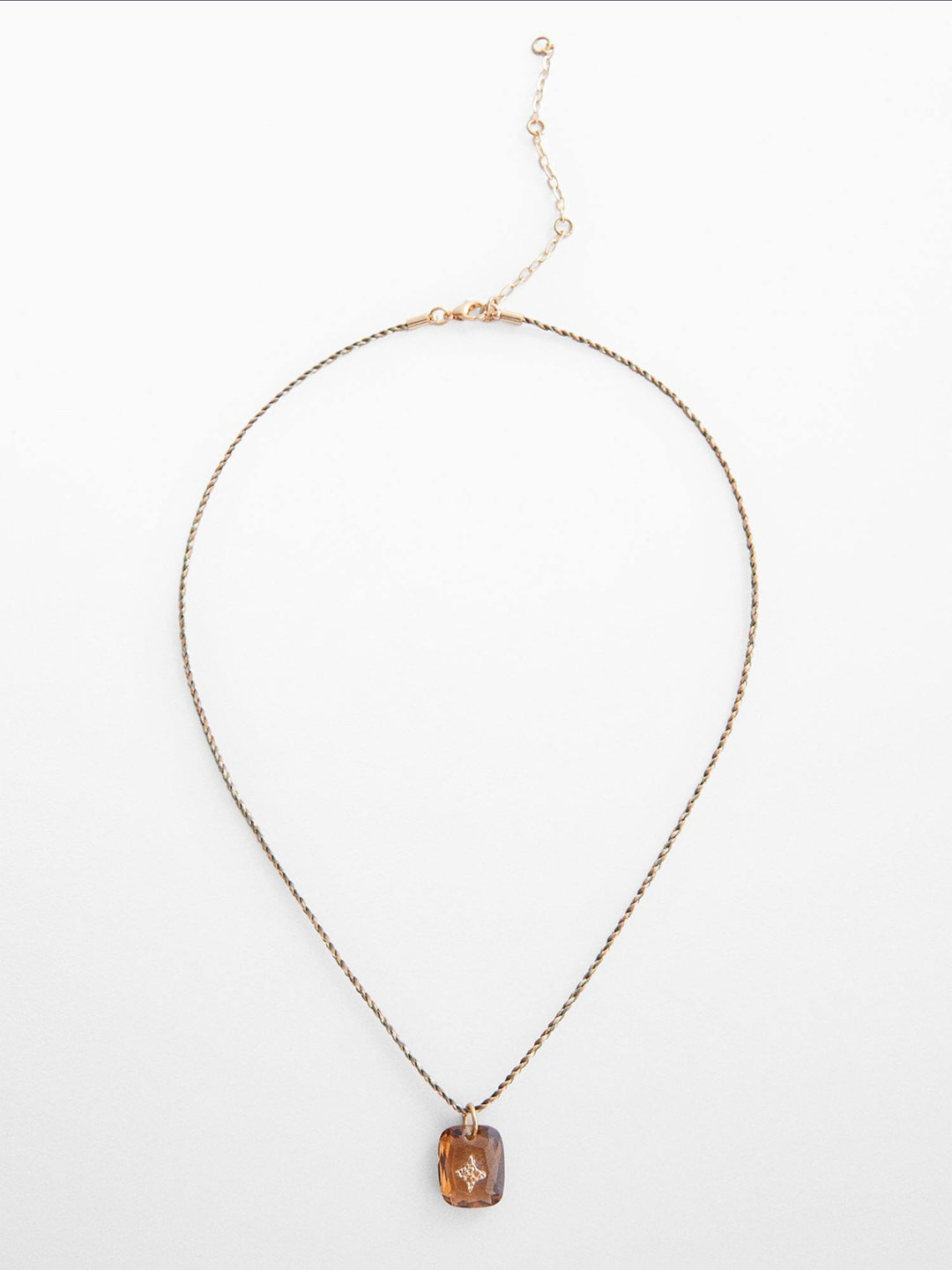 

MANGO Set Of 2 Stone Studded Minimal Necklace, Beige