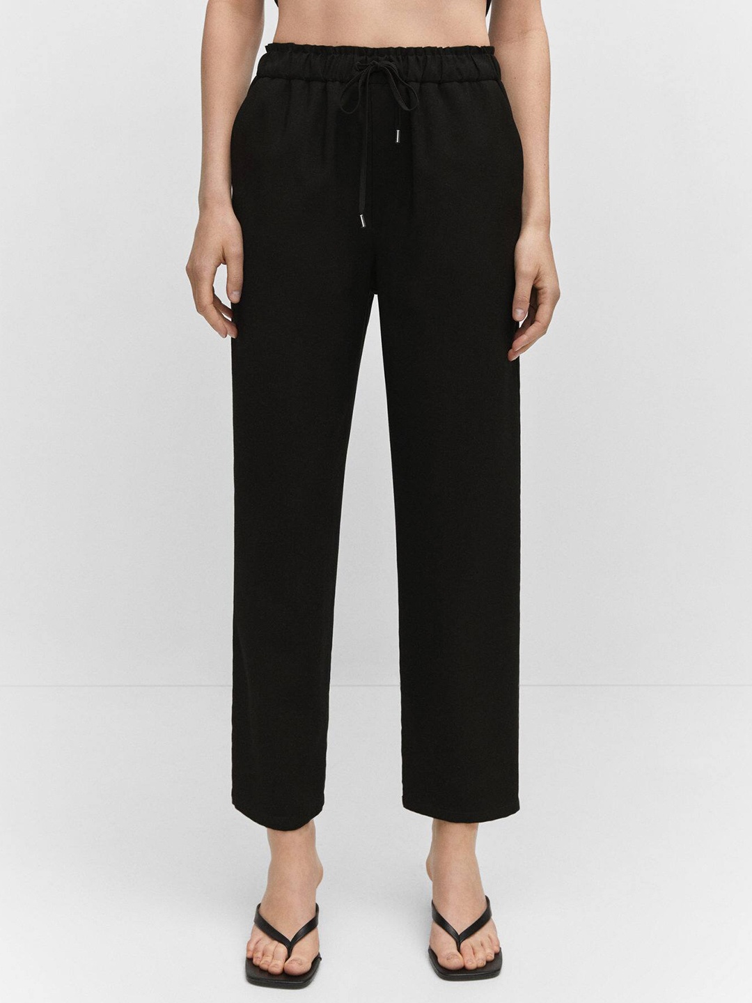 

MANGO Women Solid Trousers, Black