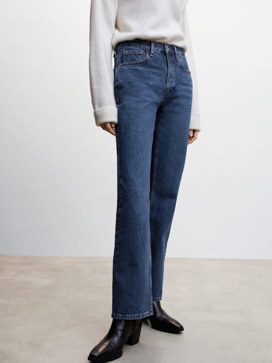 

MANGO Women Straight Fit Jeans, Blue