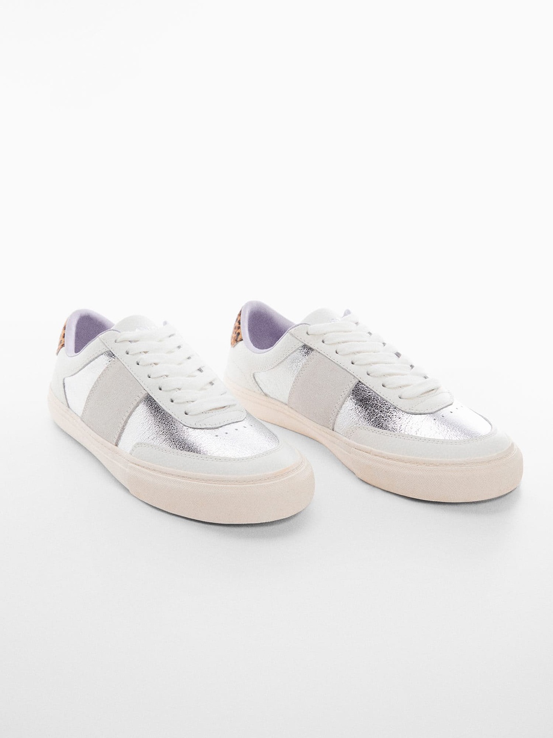 

MANGO Women Colourblocked Sustainable Sneakers, White