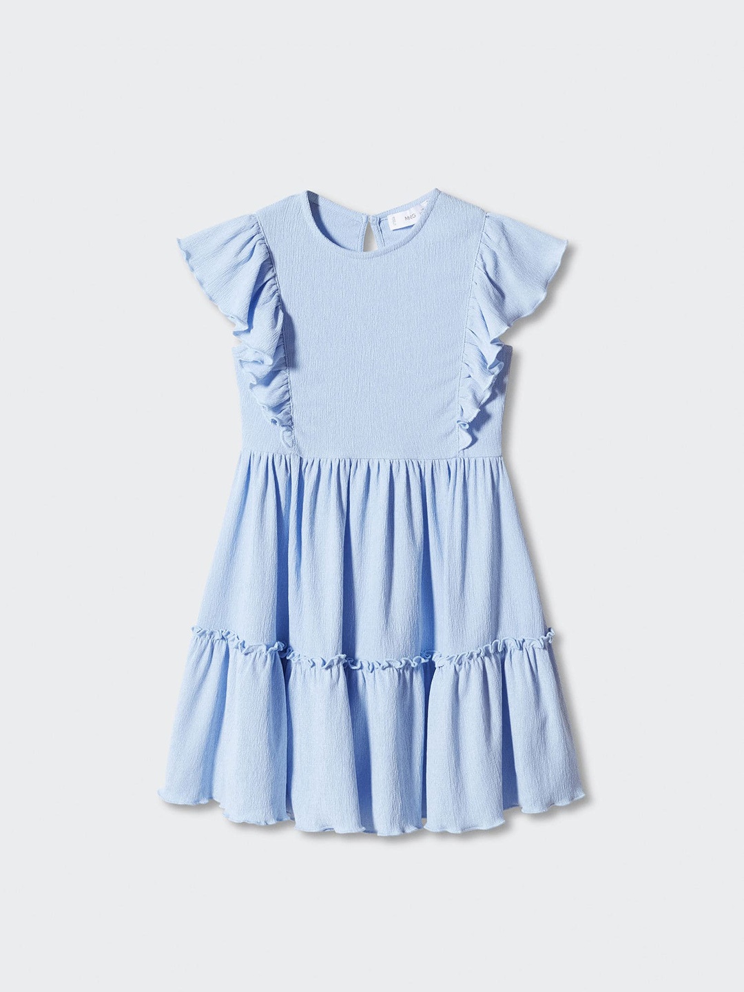 

Mango Kids Girls Gathered & Ruffled Detail Fit & Flare Dress, Blue