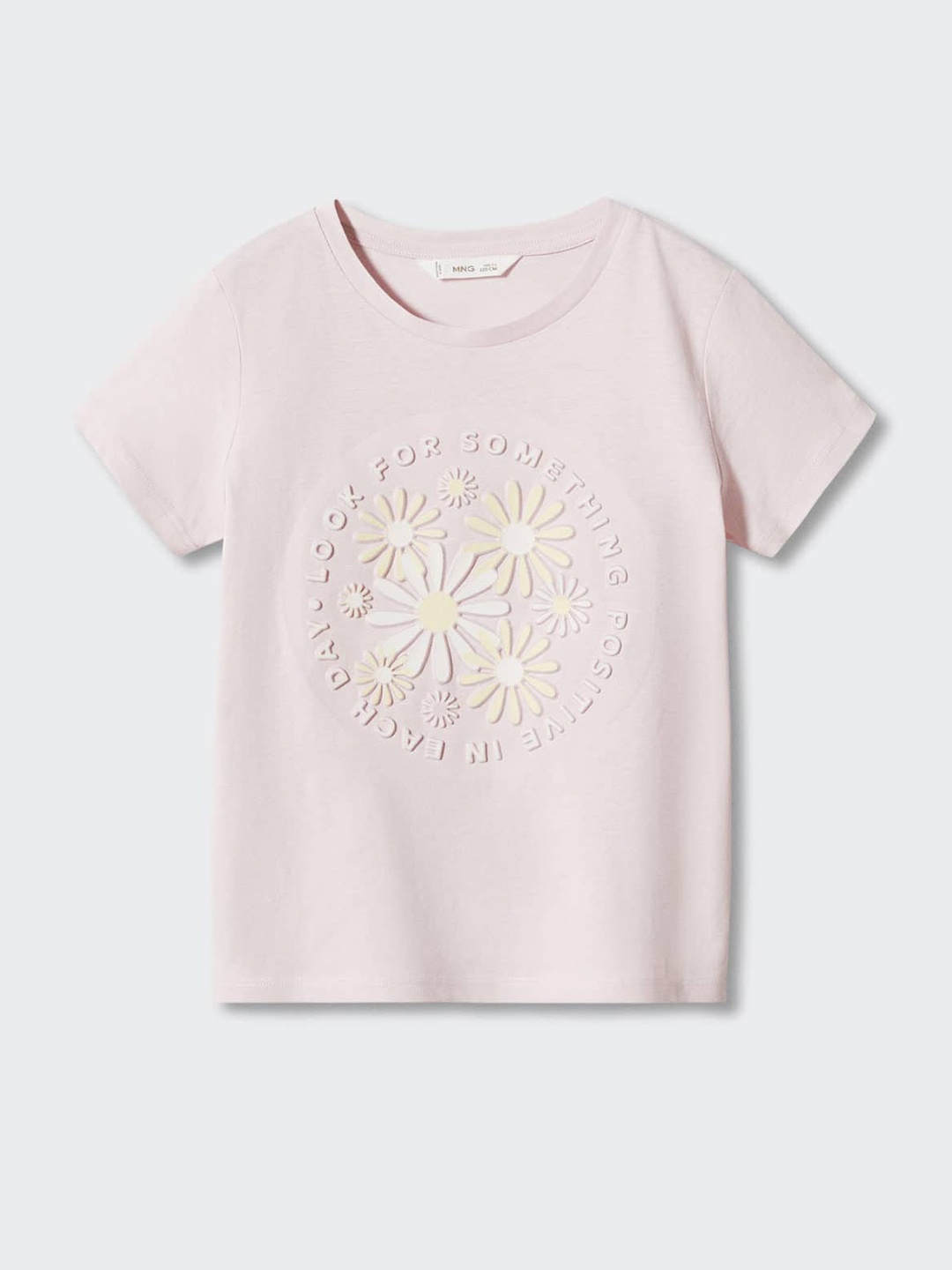 

Mango Kids Girls Embossed Floral Cotton T-shirt, Pink