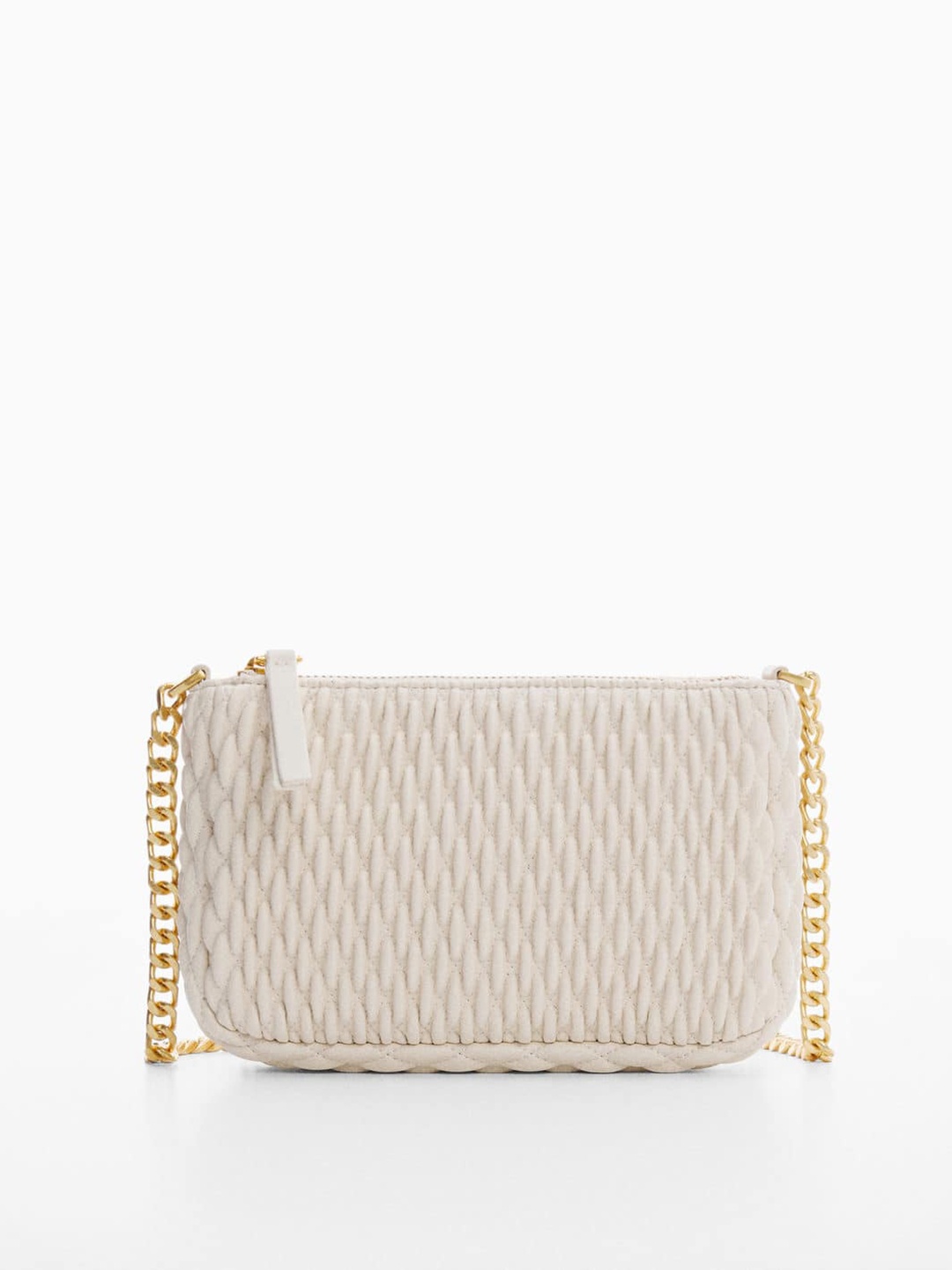 

MANGO Women Textured Structured Sling Bag, Off white