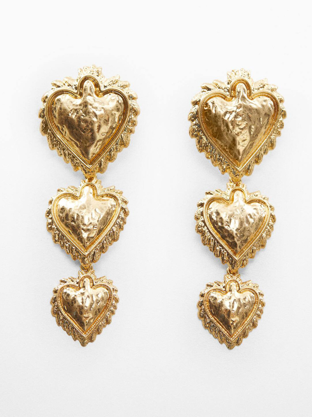 

MANGO Heart Shaped Drop Earrings, Gold