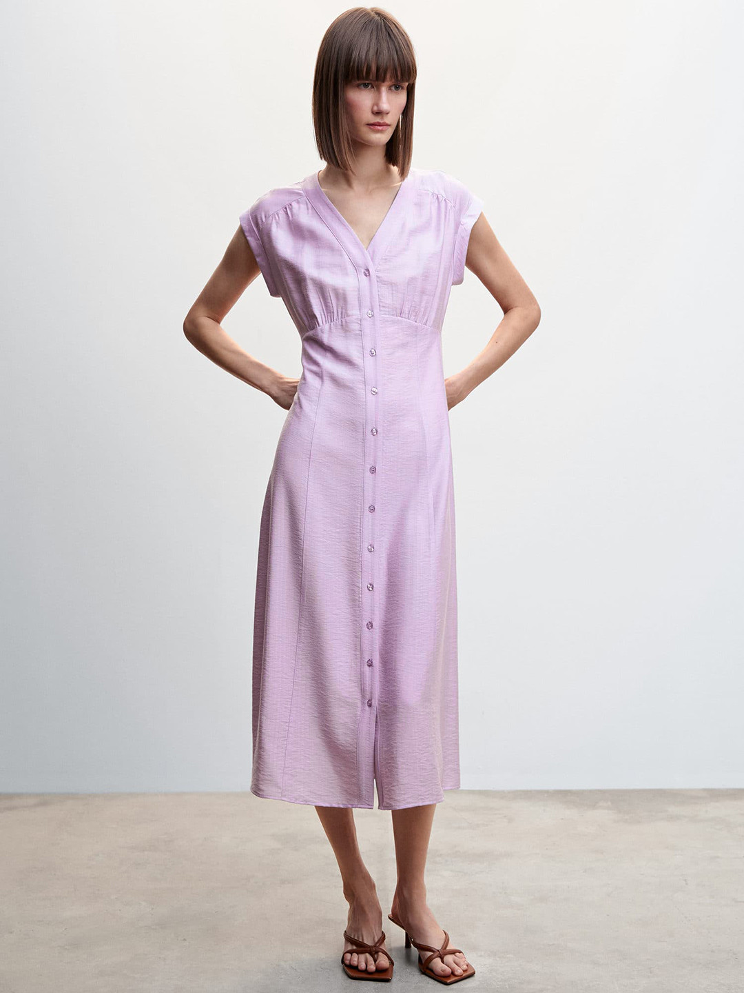

MANGO A-Line Midi Dress, Lavender