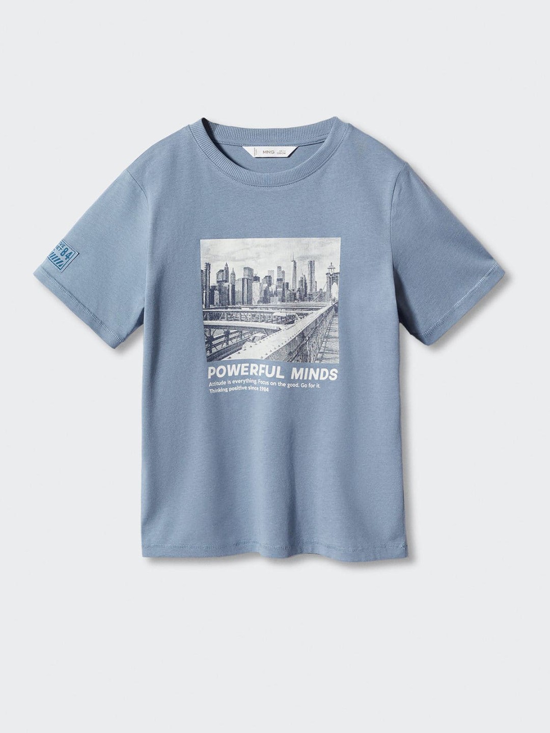 

Mango Kids Boys Graphic Printed Pure Cotton T-shirt, Blue