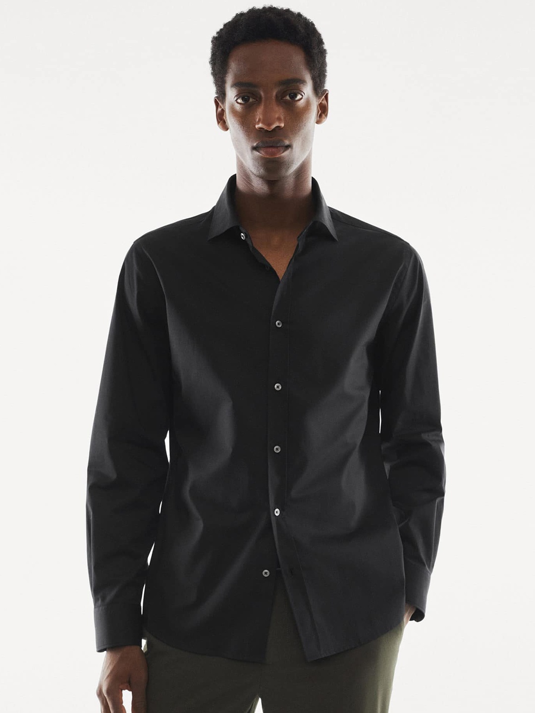 

MANGO MAN Palmar Slim Fit Pure Cotton Casual Shirt, Black