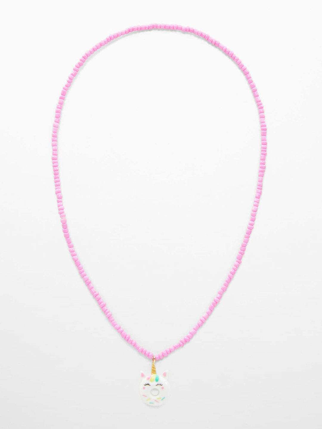 

Mango Kids Girls Beaded Elasticated Unicorn Necklace, Pink