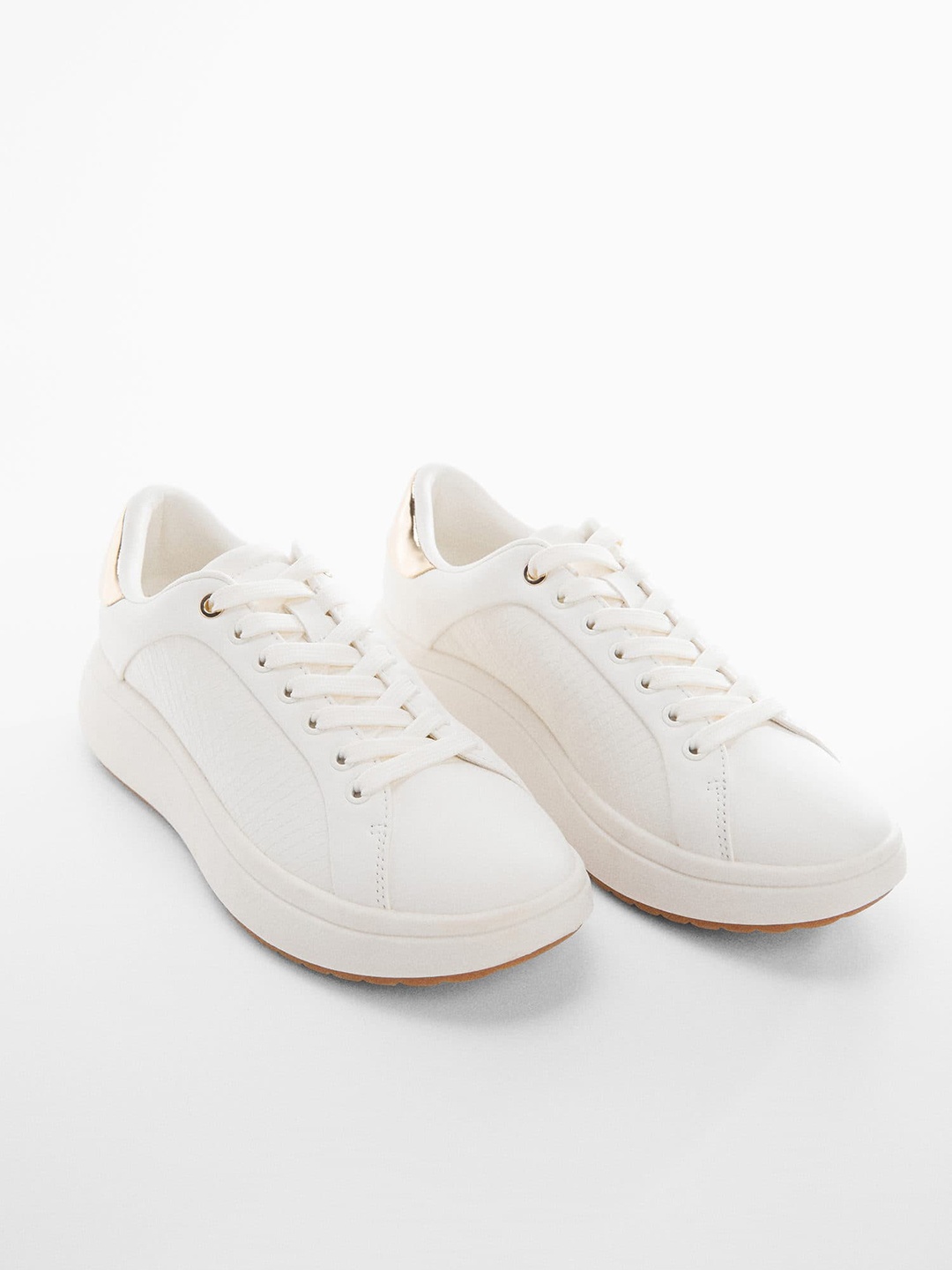 

MANGO Women Sneakers With Textured Detail, White