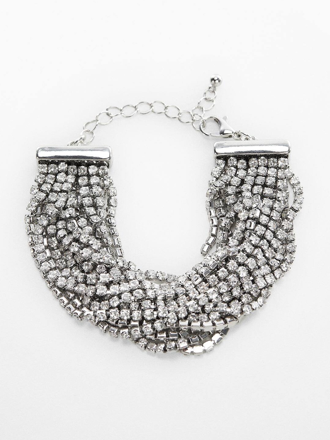 

MANGO Women Stone-Studded Multistrand Bracelet, Silver