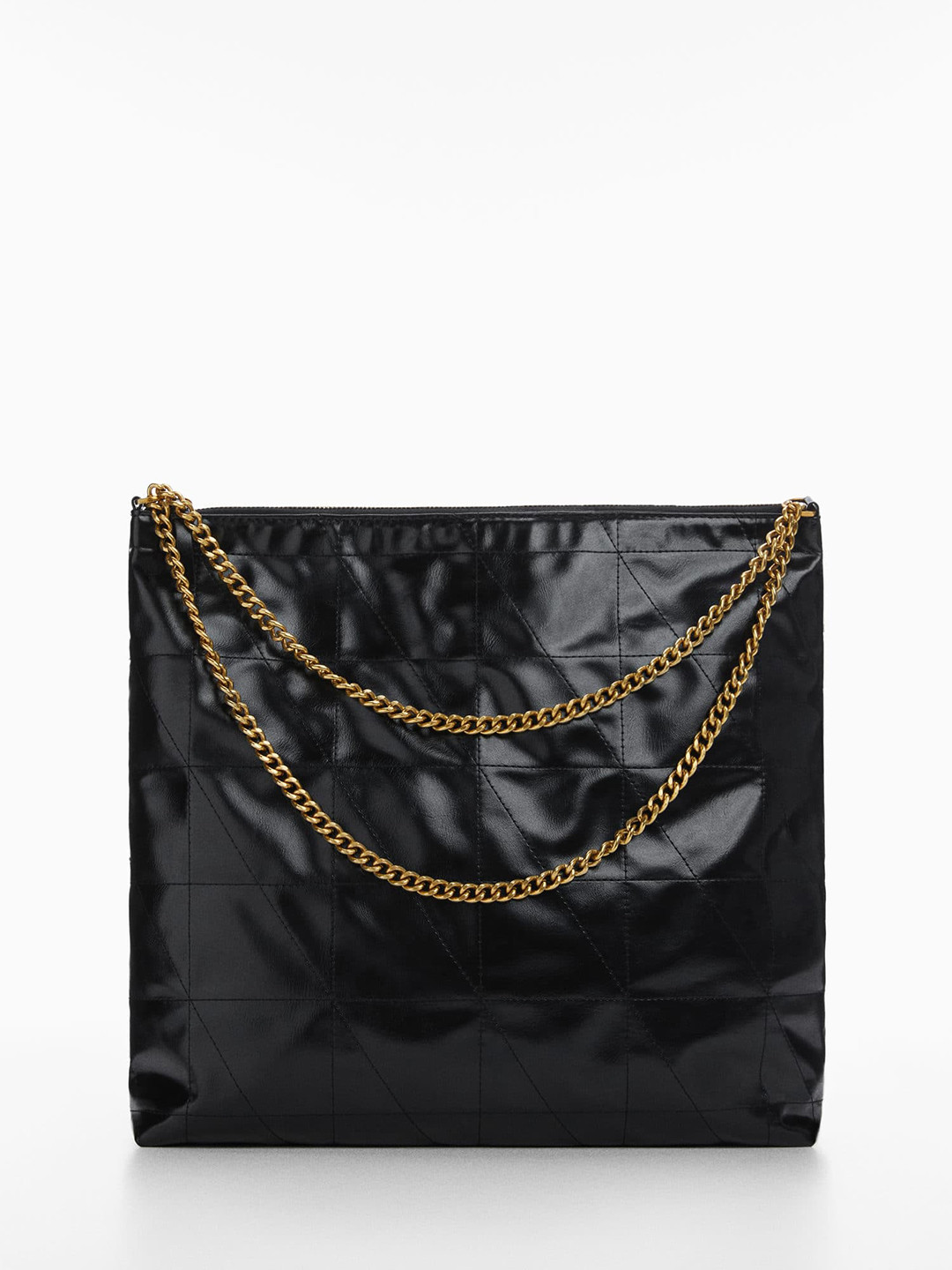 

MANGO Women Structured Shoulder Bag With Quilted Detail, Black