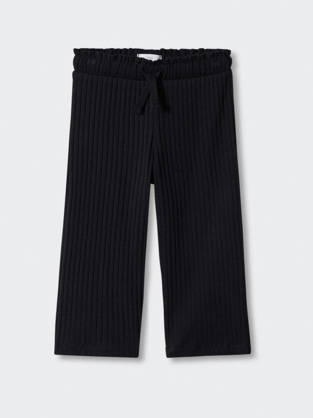 

Mango Kids Girls Sustainable Ribbed Parallel Trousers, Black