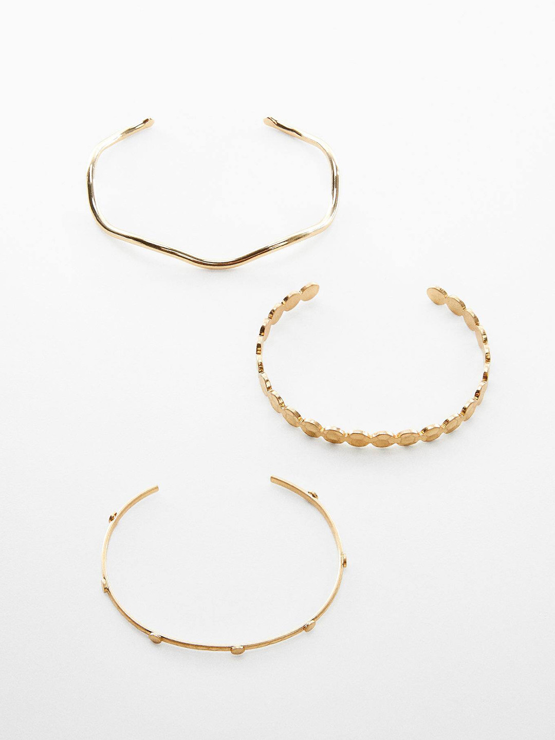 

MANGO Women Pack of 3 Gold-Plated Unclosed Bracelets
