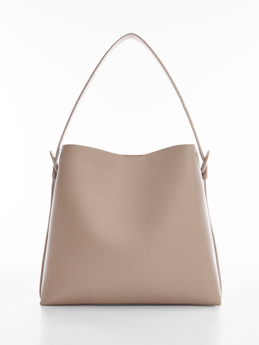 

MANGO Structured Shoulder Bag with Buckle Detail, Beige