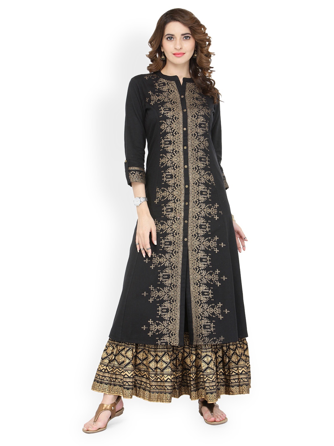 

Varanga Women Black Printed A-Line Kurta