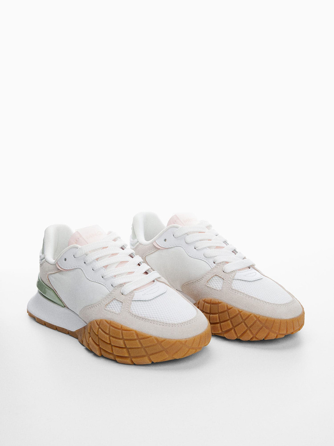 

MANGO Women Woven Design Sustainable AIRE Sports Shoes, White