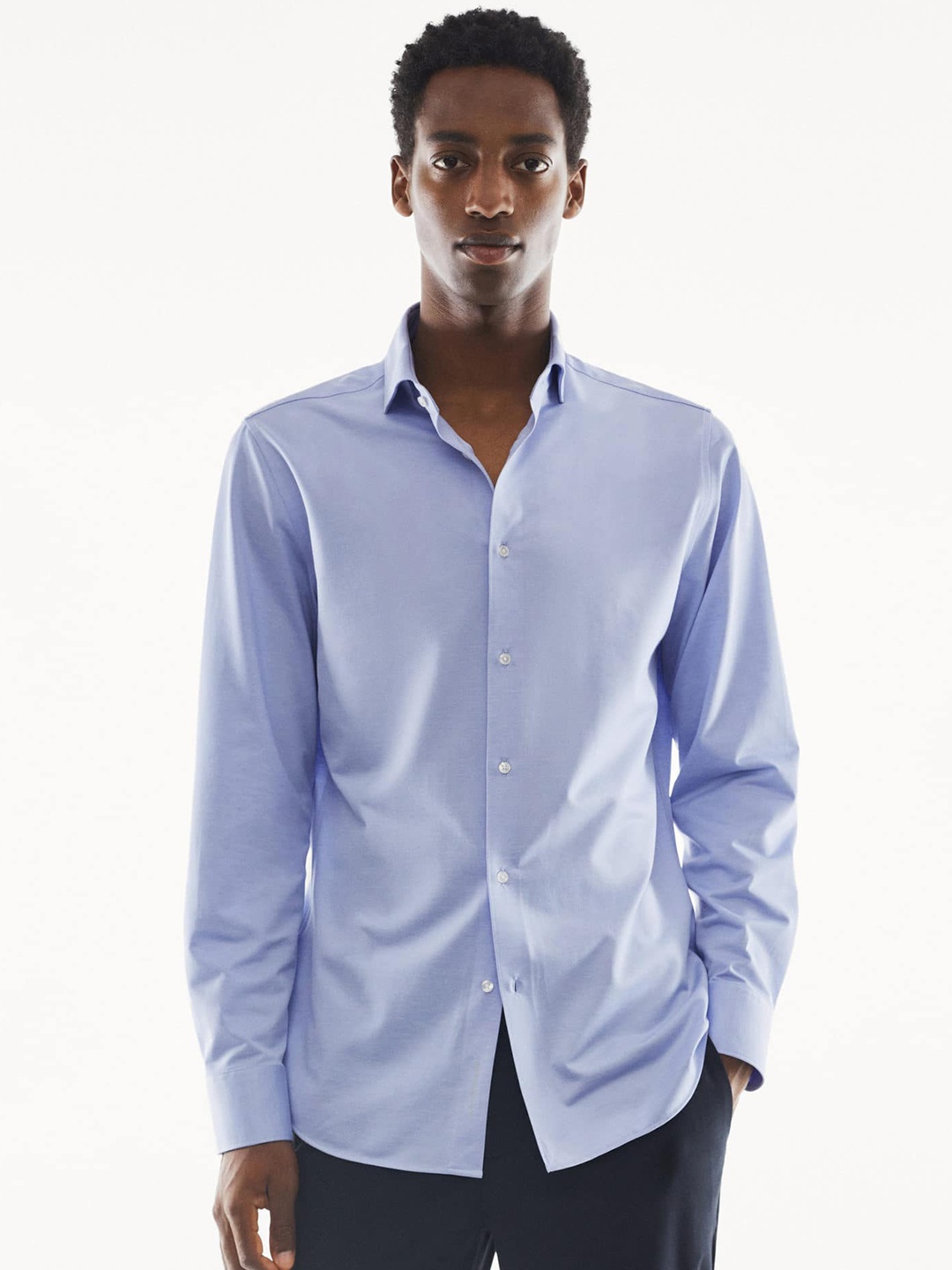 

MANGO MAN Travel Slim Fit Opaque Casual Shirt, Blue