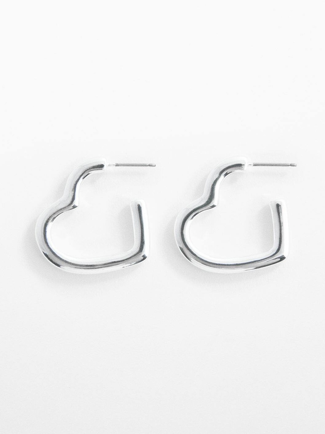 

MANGO Heart Shaped Sustainable Half Hoop Earrings, Silver
