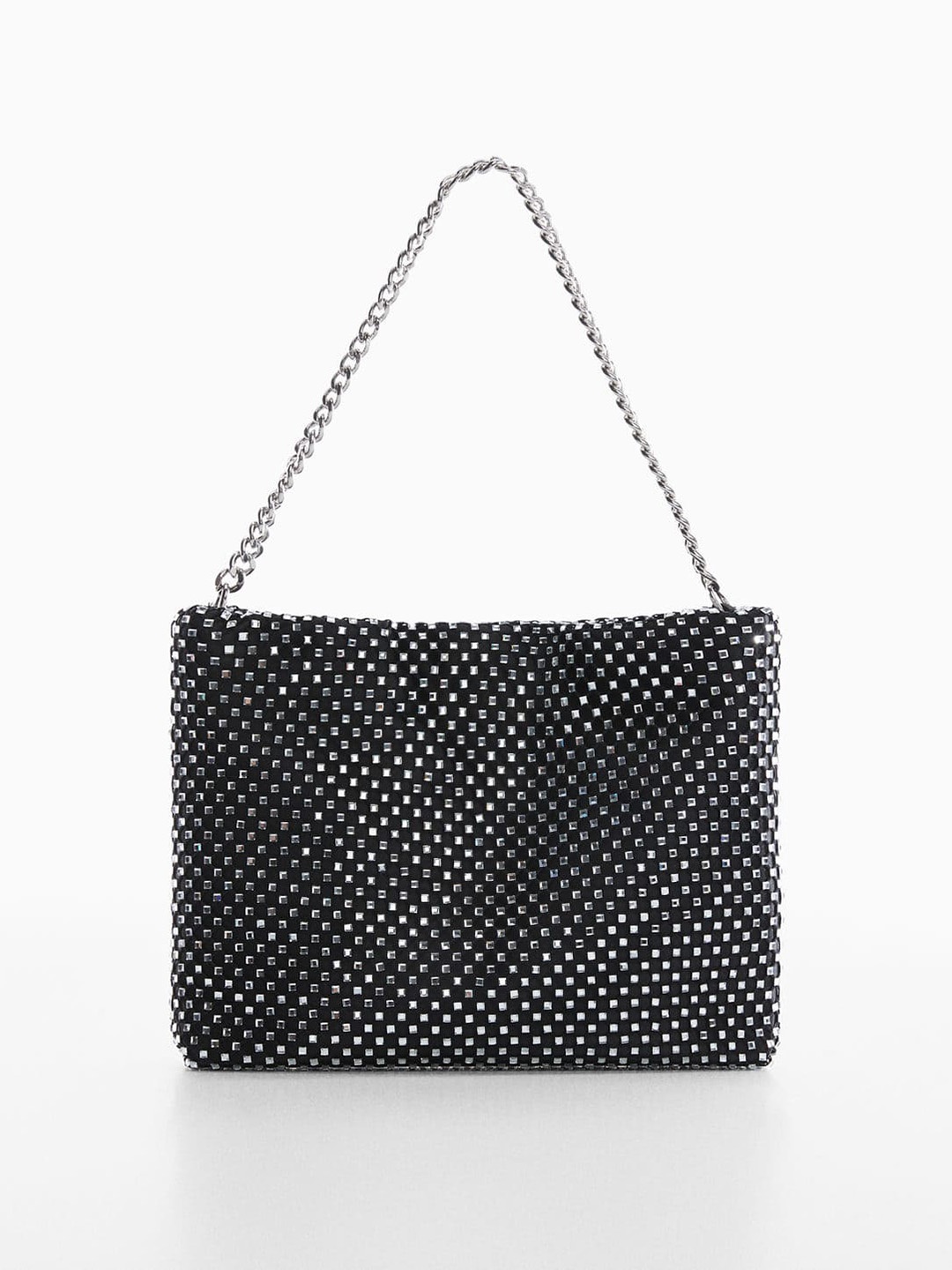 

MANGO Women Stones Embellished Party Purse, Black