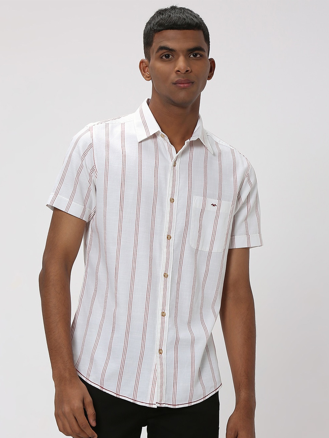 

Mufti Trim Slim Fit Micro Printed Casual Cotton Shirt, White