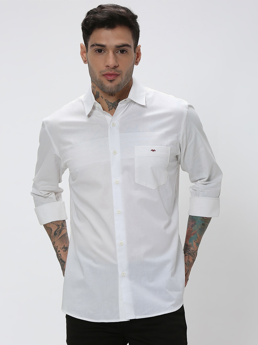 

Mufti Men Trim Slim Fit Sheer Casual Cotton Shirt, White