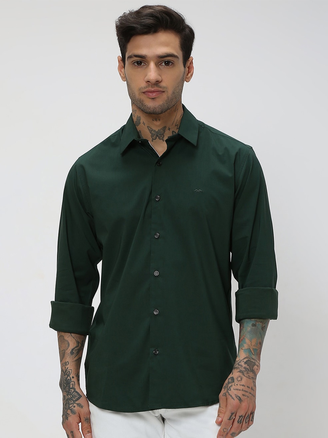 

Mufti Trim Slim Fit Spread Collar Casual Shirt, Green