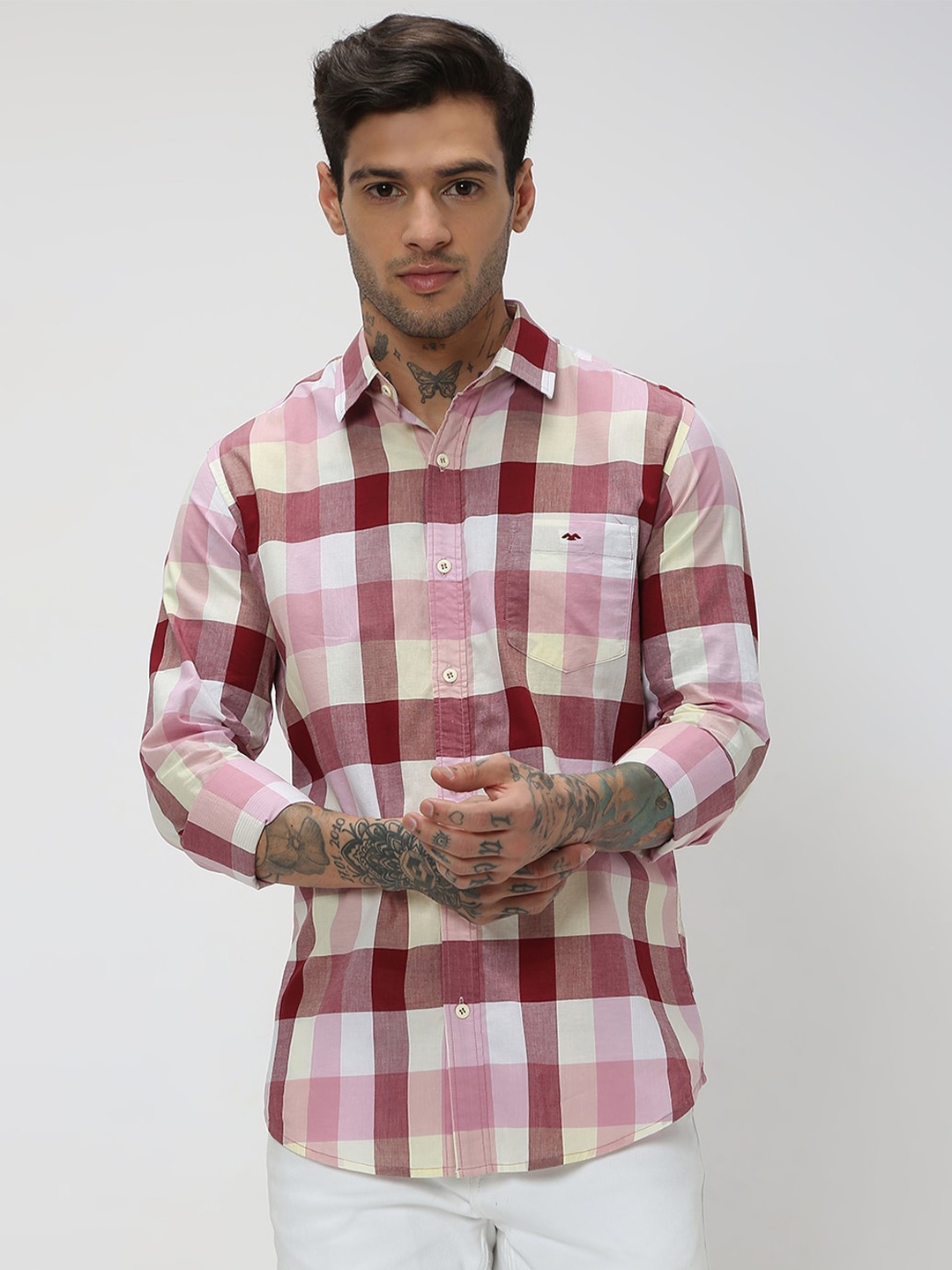 

Mufti Buffalo Checks Cotton Casual Shirt, Pink
