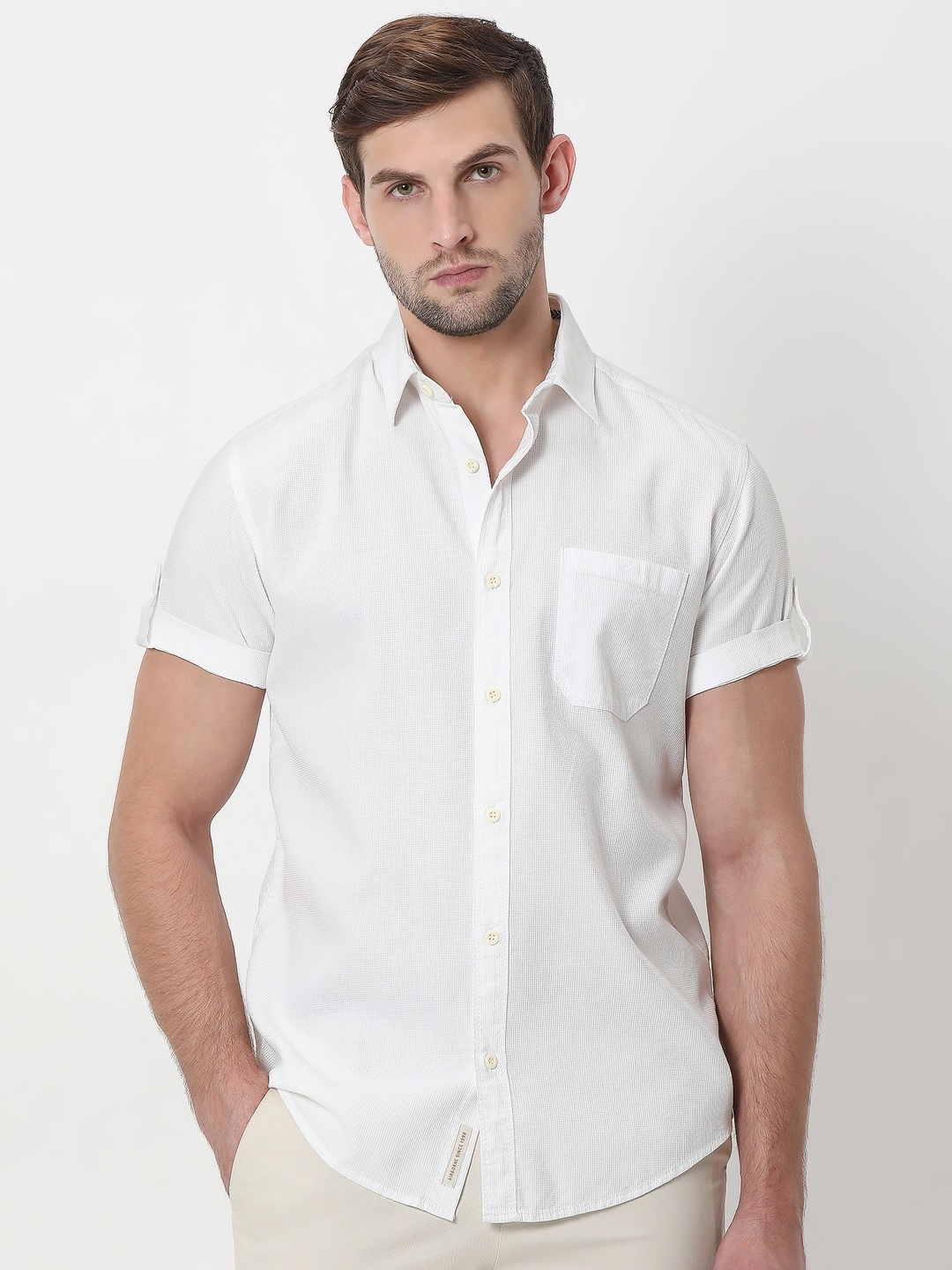 

Mufti Trim Slim Fit Pure Cotton Casual Shirt, White