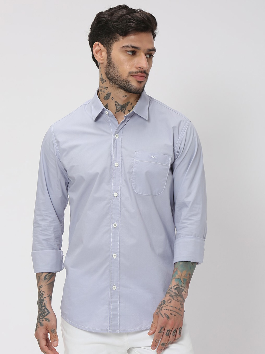 

Mufti Trim Slim Fit Pure Cotton Casual Shirt, Purple
