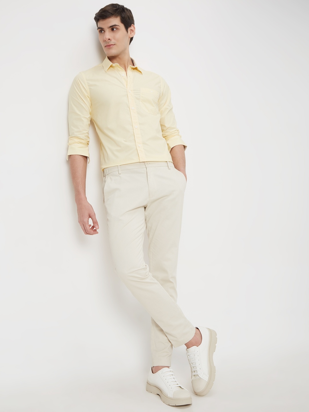 

Mufti Plus Size Trim Slim Fit Pure Cotton Casual Shirt, Yellow