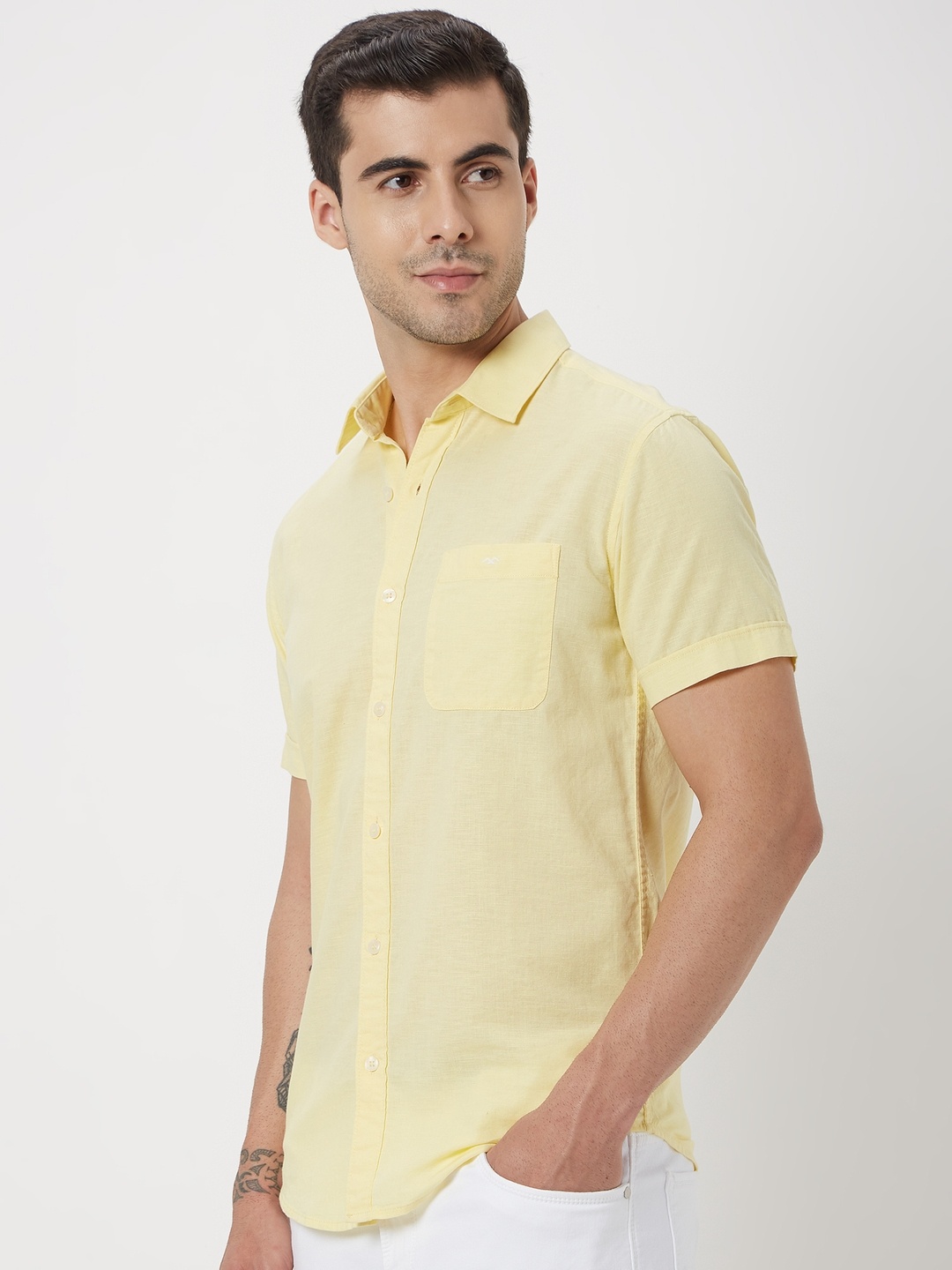 

Mufti Slim Fit Short Sleeves Casual Shirt, Yellow