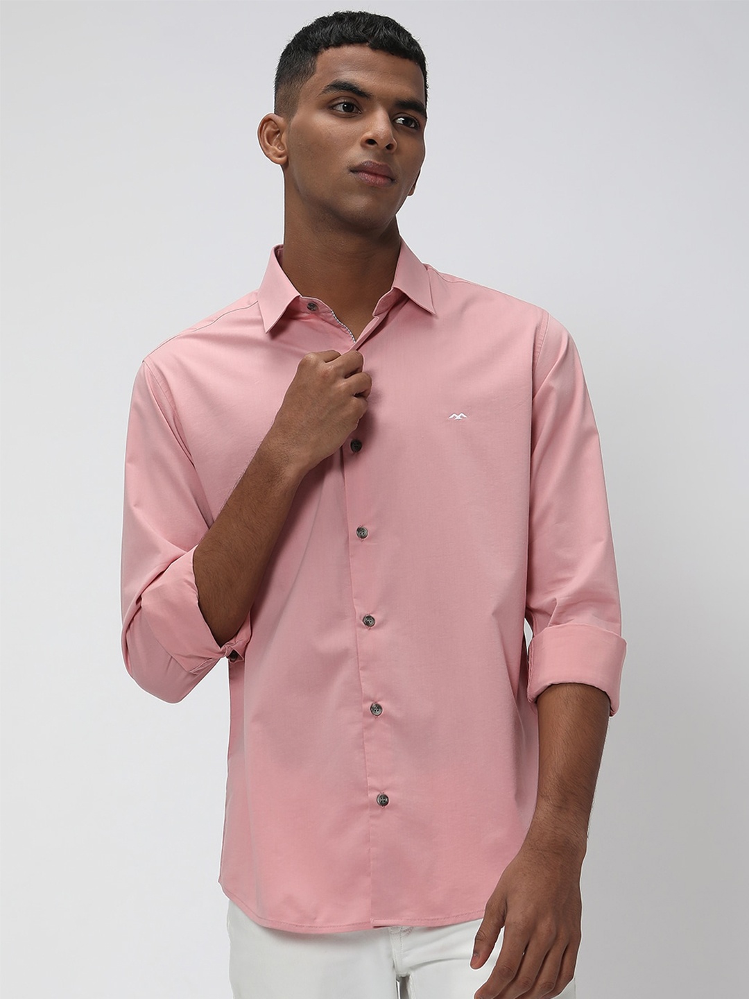 

Mufti Cotton Slim Fit Trim Casual Shirt, Pink