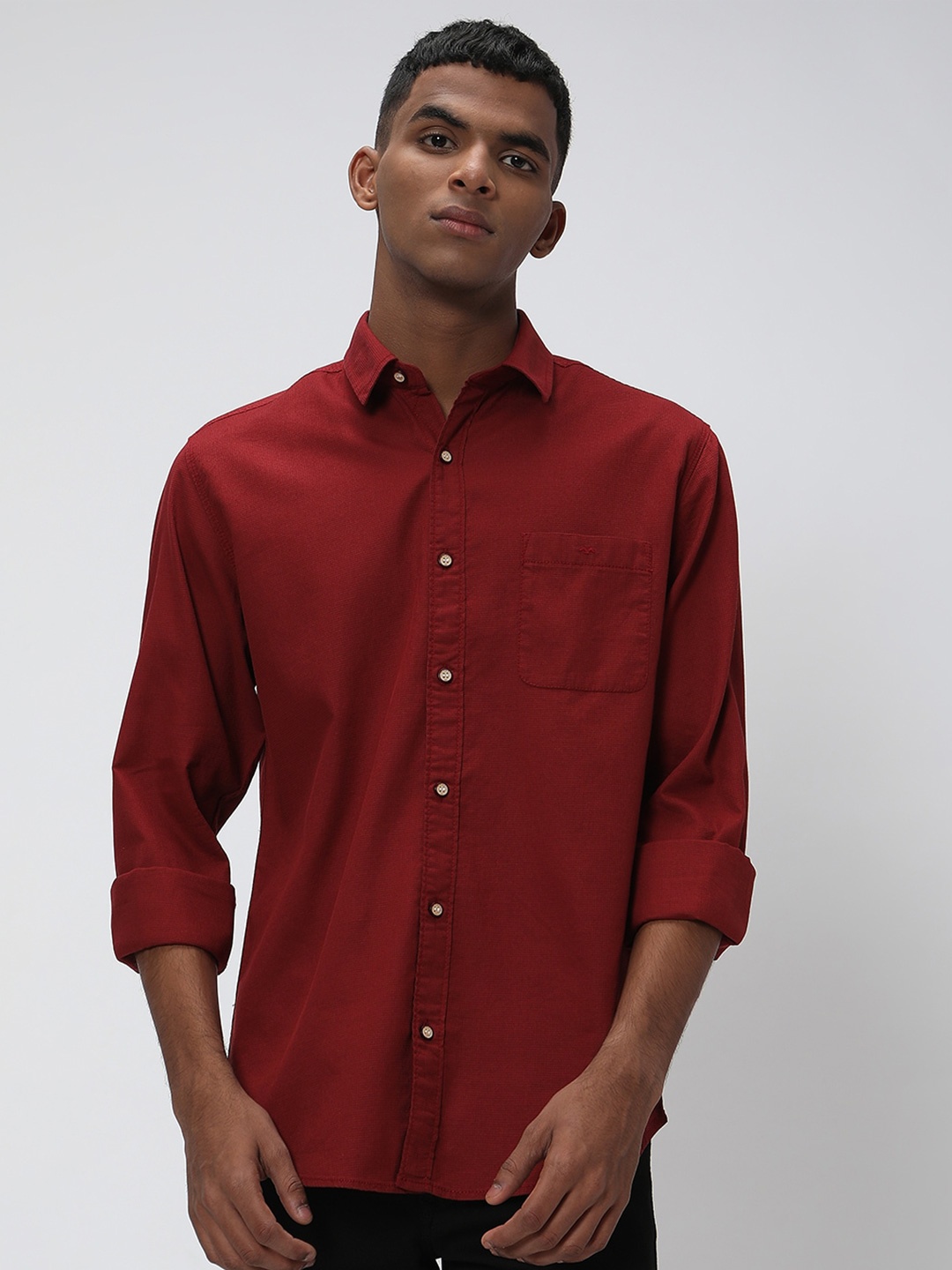 

Mufti Trim Slim Fit Pure Cotton Casual Shirt, Maroon