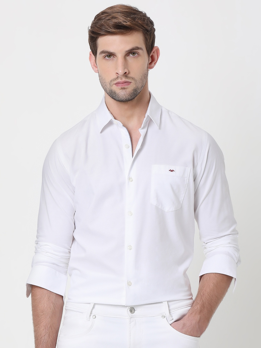 

Mufti Trim Slim Fit Spread Collar Oxford Casual Shirt, White