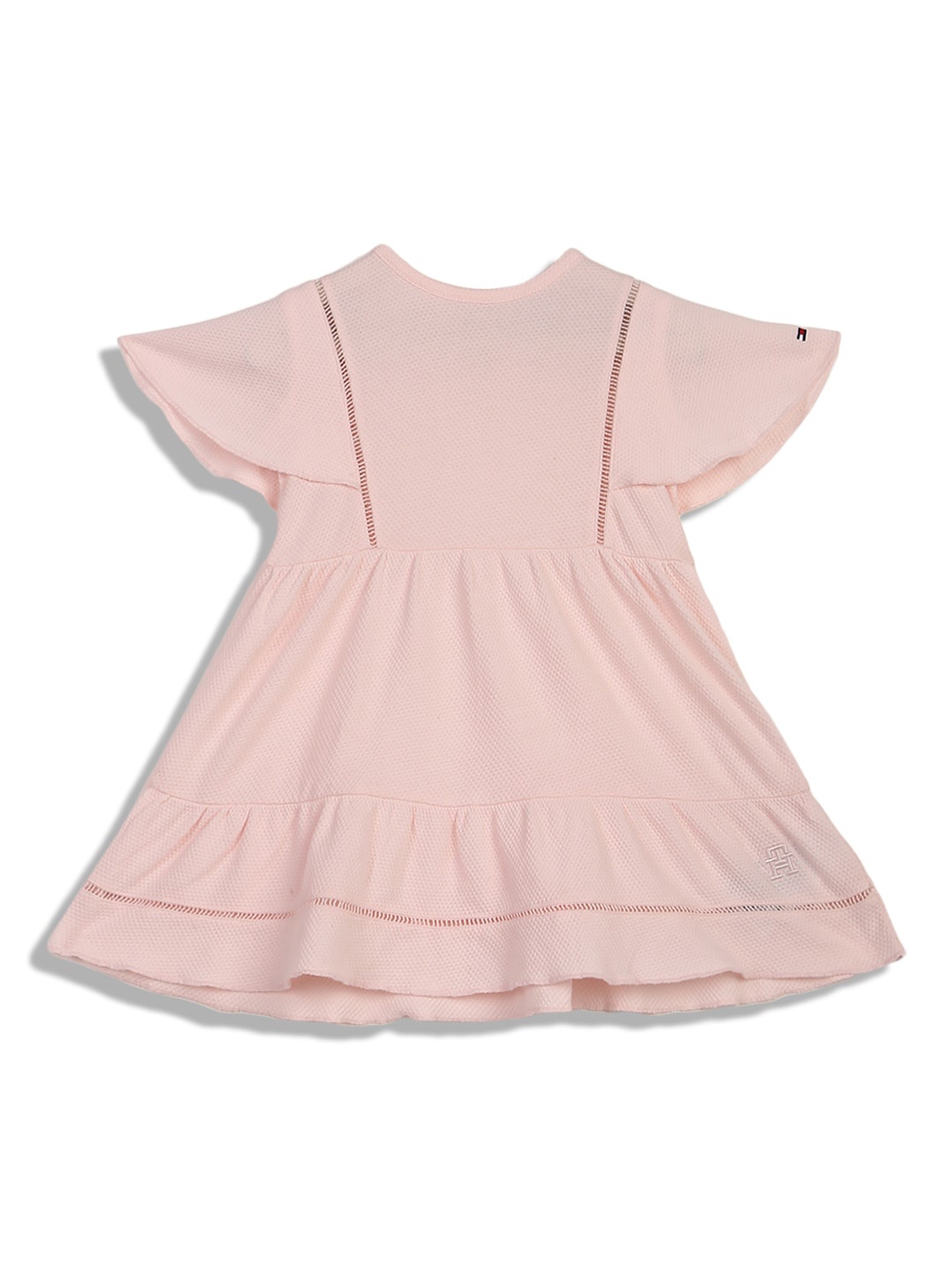 

Tommy Hilfiger Girls Self Design Flared Sleeves Cut-Outs Cotton Dress, Pink