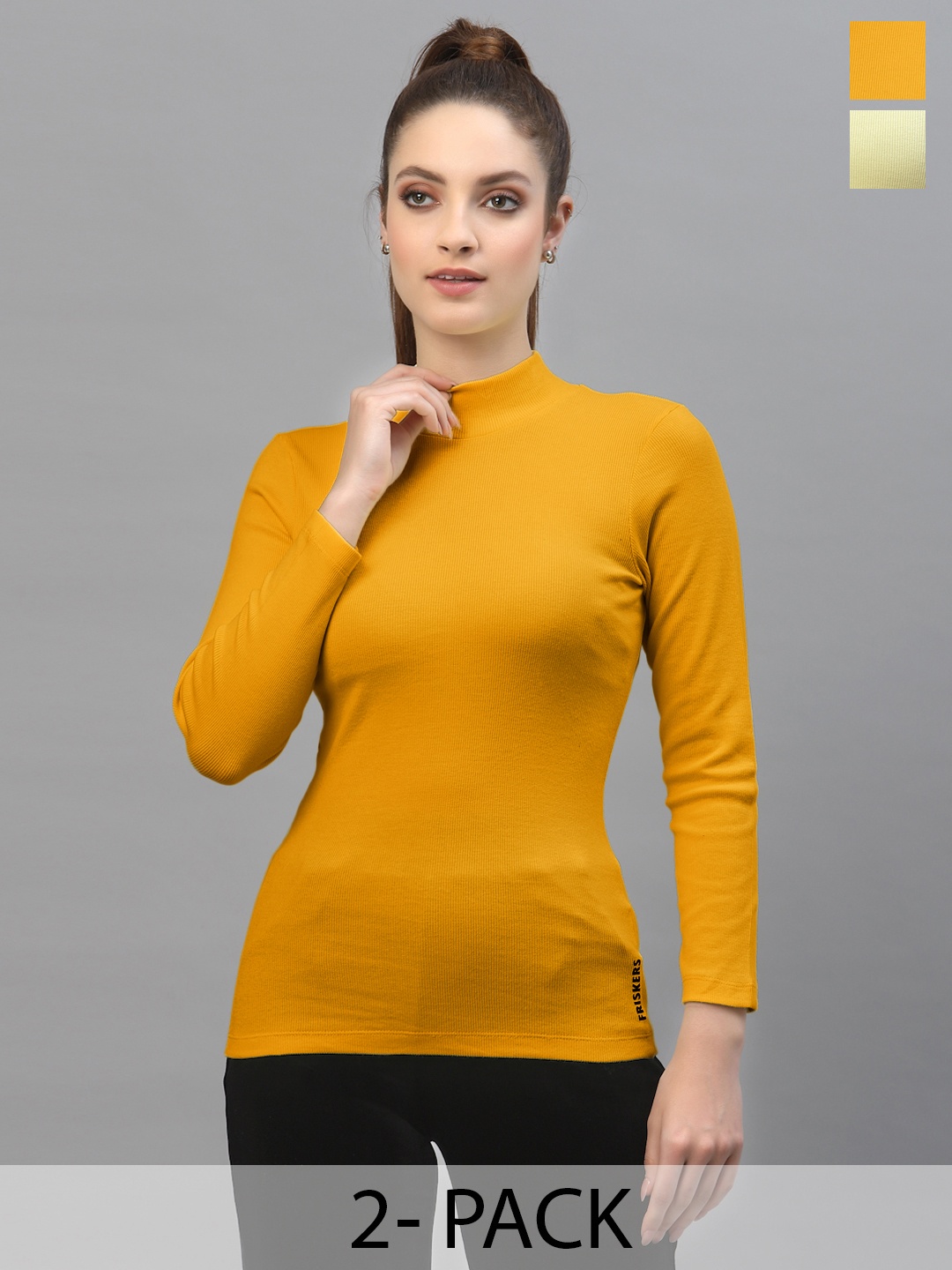 

Friskers Pack of 2 High Neck Tops, Yellow