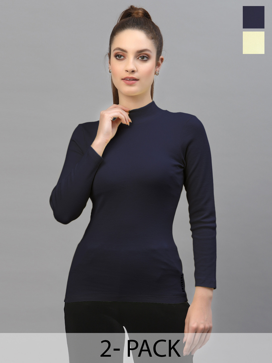 

Friskers Pack of 2 High Neck Cotton Tops, Yellow