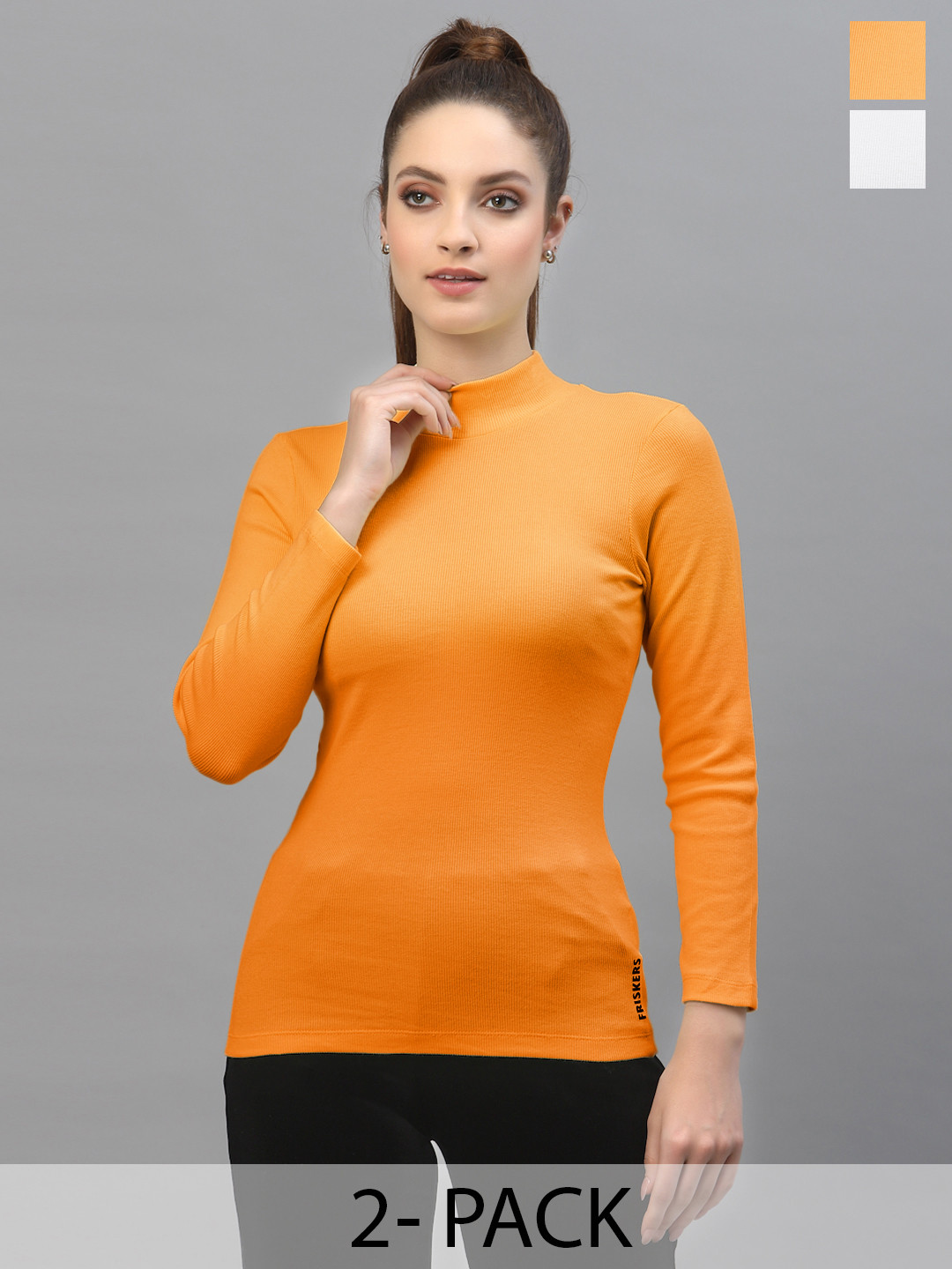 

Friskers Pack of 2 Turtle Neck Fitted Tops, White