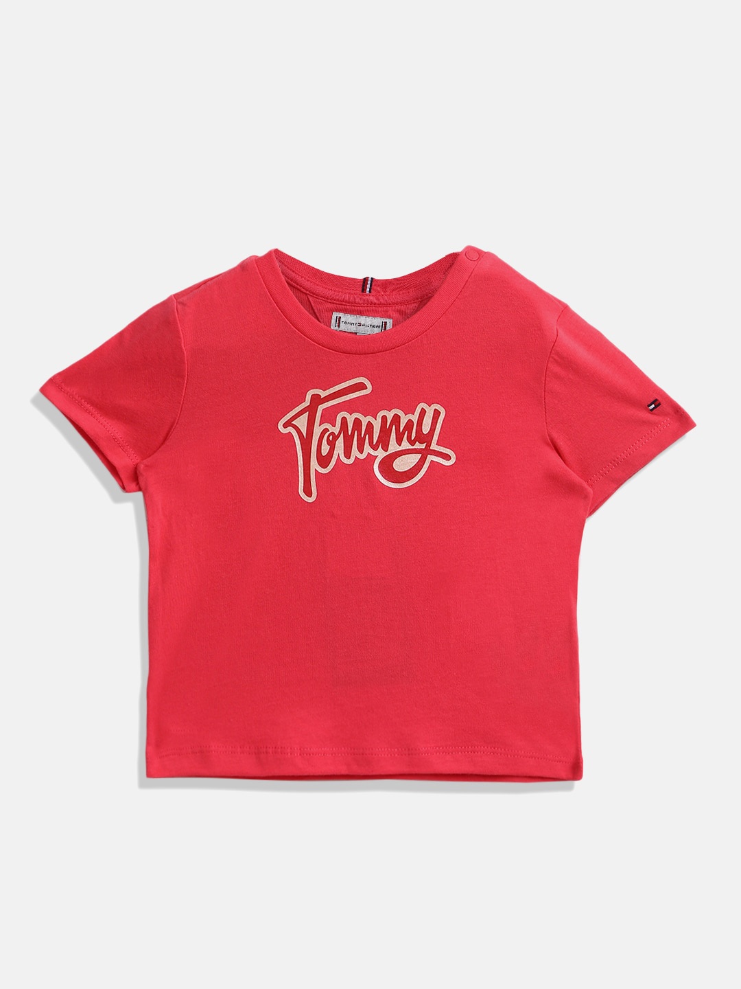 

Tommy Hilfiger Girls Typography Printed Cotton T-shirt, Fuchsia