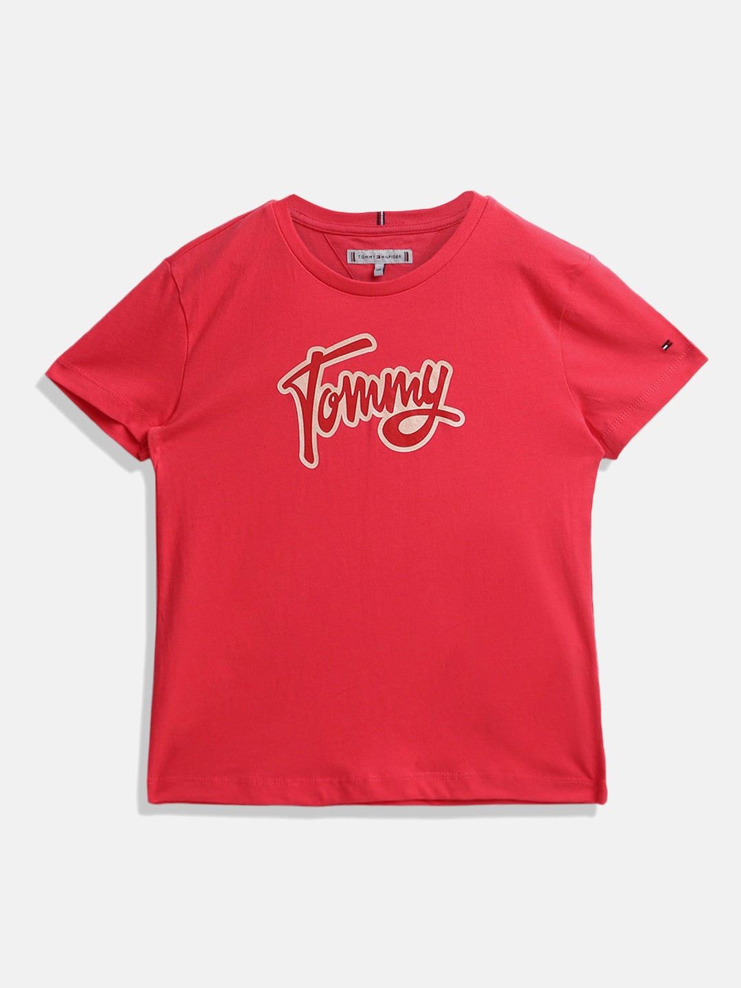

Tommy Hilfiger Girls Typography Printed T-shirt, Pink
