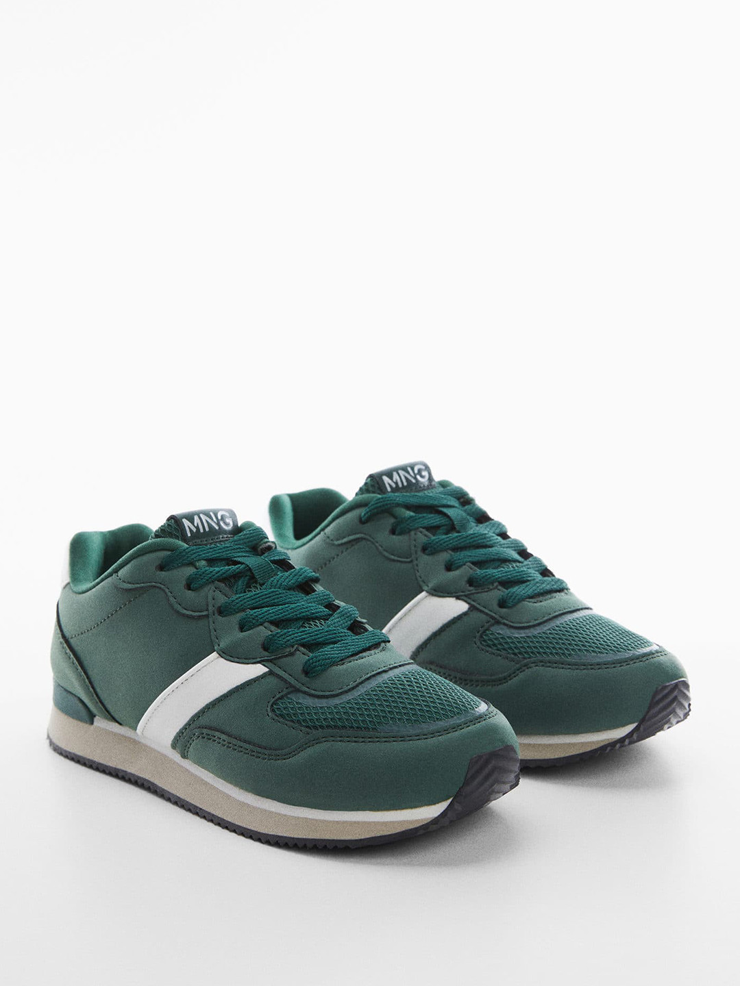 

Mango Kids Boys Woven Design Round-Toe Everyday Sneakers, Green