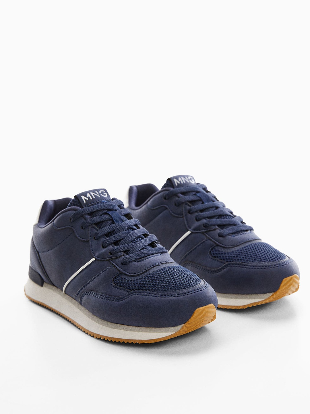 

Mango Kids Boys Woven Design Round-Toe Everyday Sneakers, Navy blue
