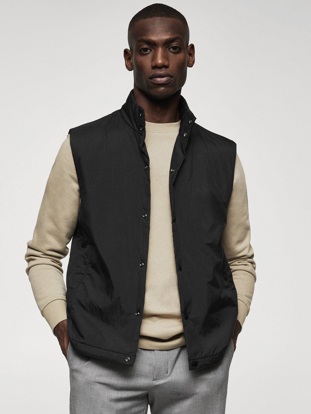 

MANGO MAN Water Resistant Gilet Jacket, Black