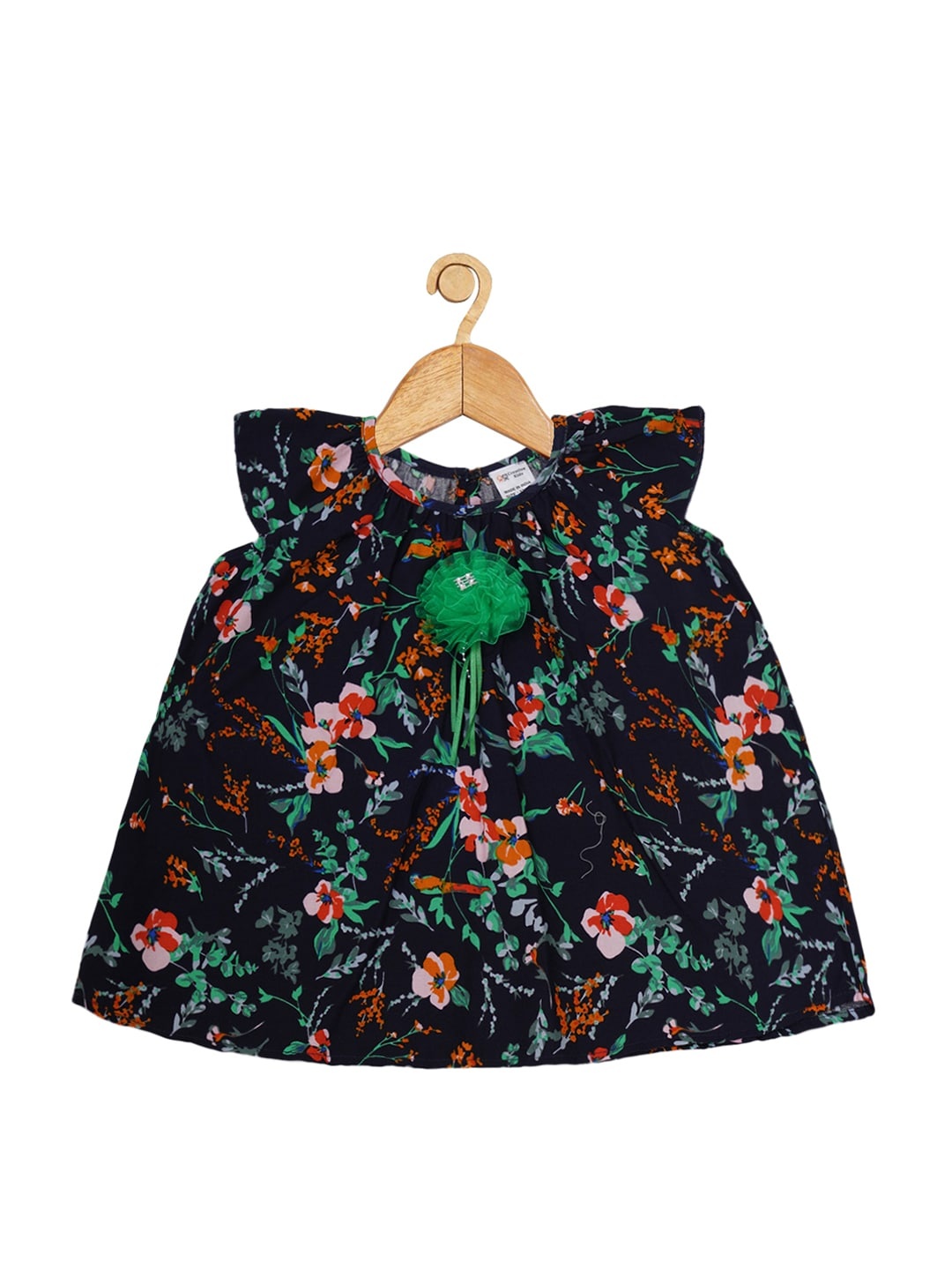 

Creative Kids Infant Girls Floral Printed A-Line Dress, Navy blue
