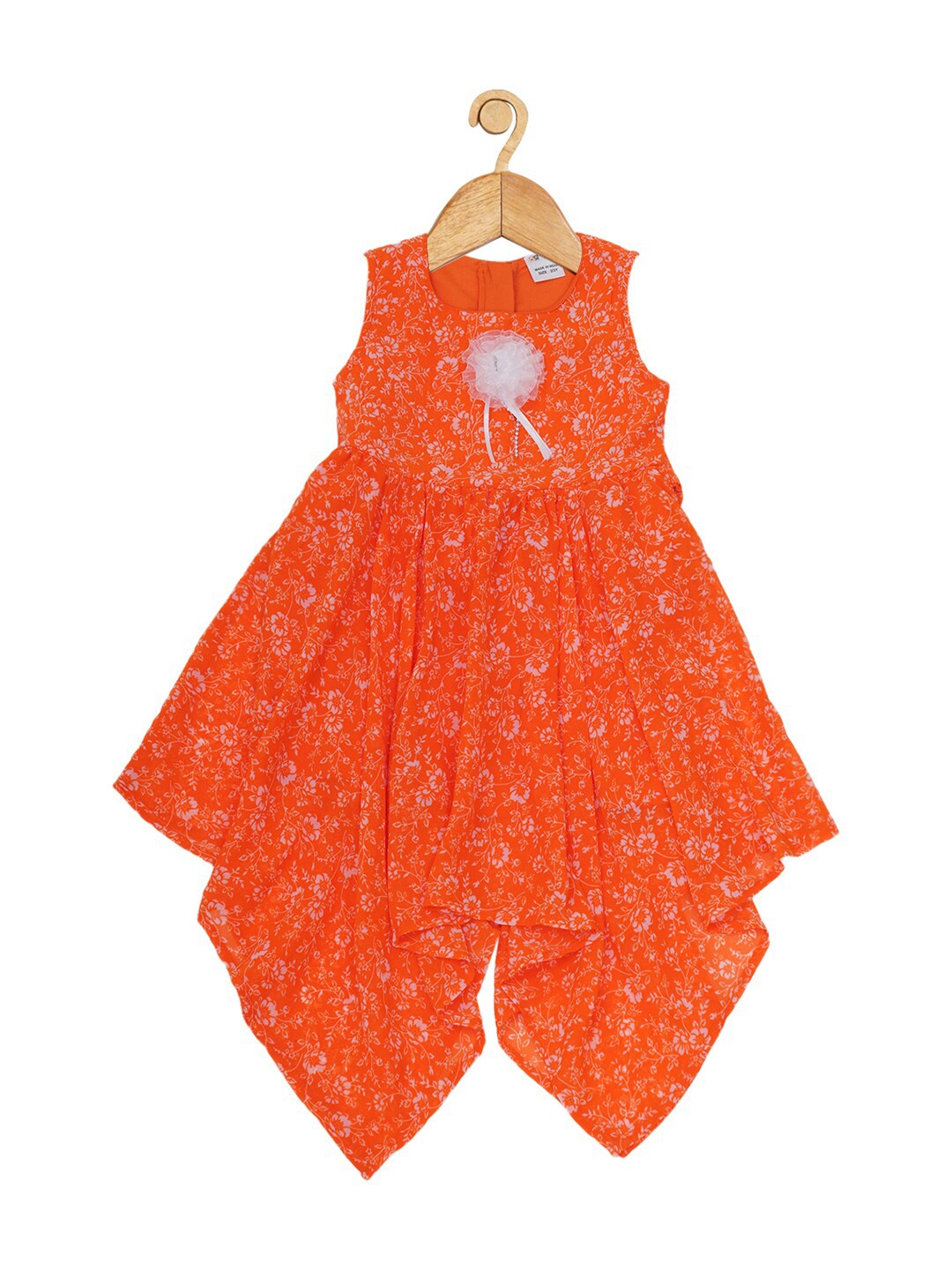 

Creative Kids Girls Floral Printed High & Low Hem Dress, Orange