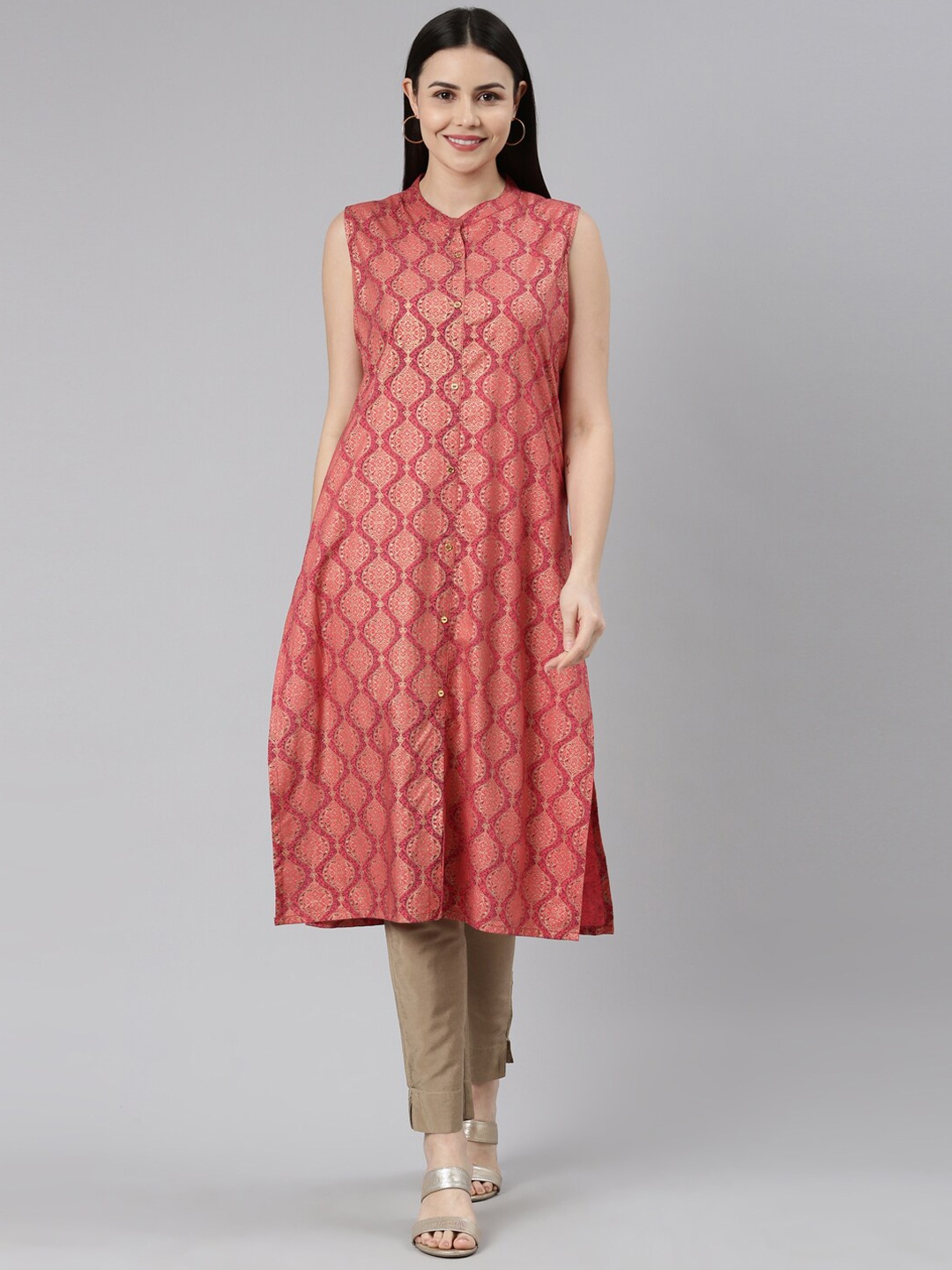 

Marcia Ethnic Motifs Printed A-Line Kurta, Red