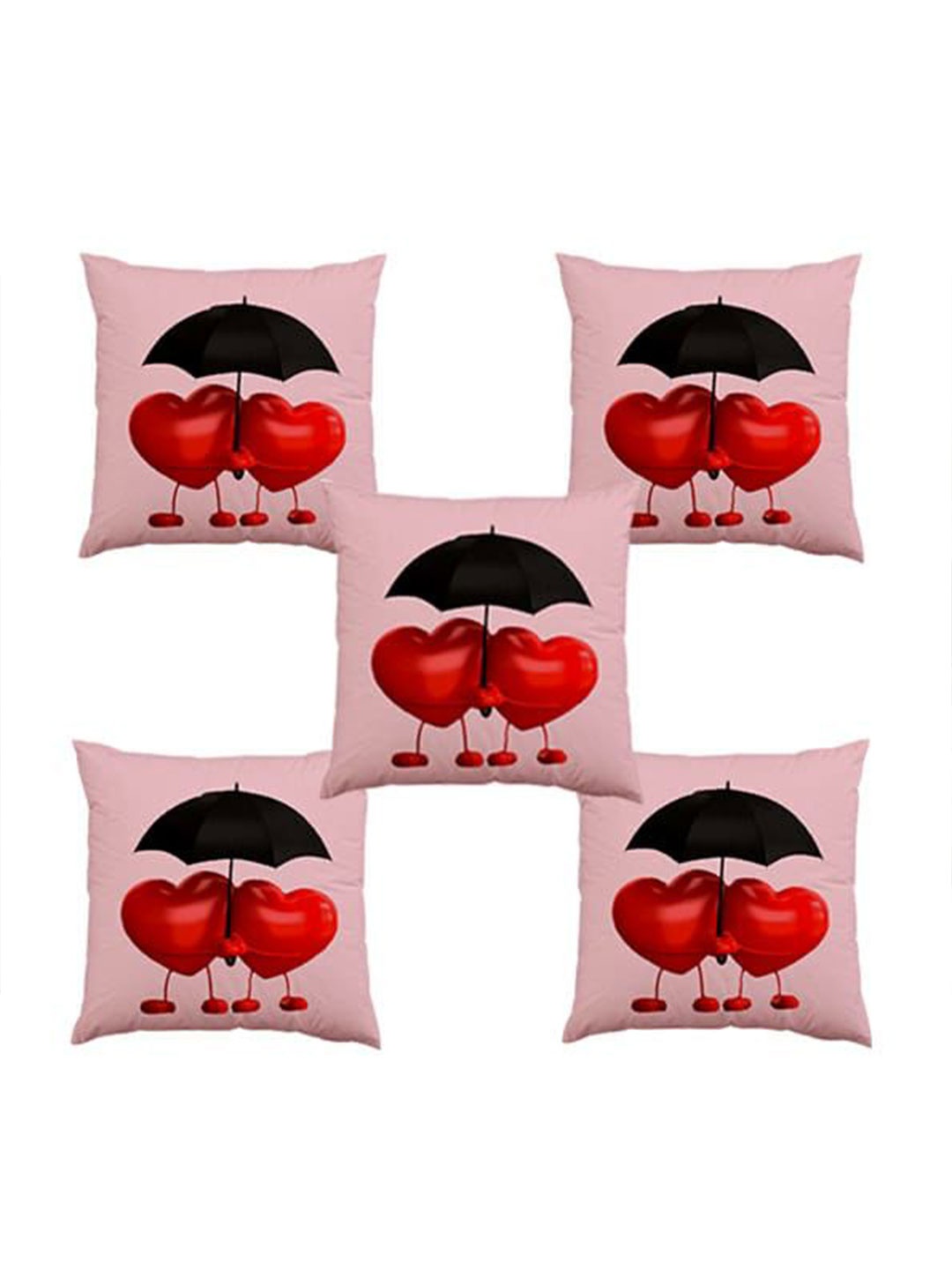 

Bajo's Peach-Coloured & Black 5 Pieces Quirky Square Cushion Covers