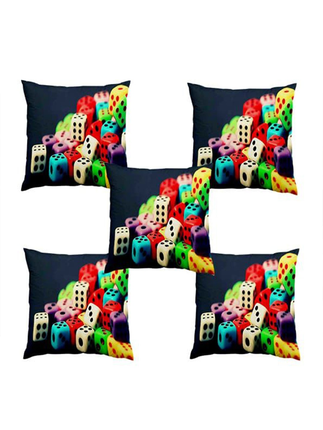 

Bajo's Black & Green 5 Pieces Quirky Square Cushion Covers