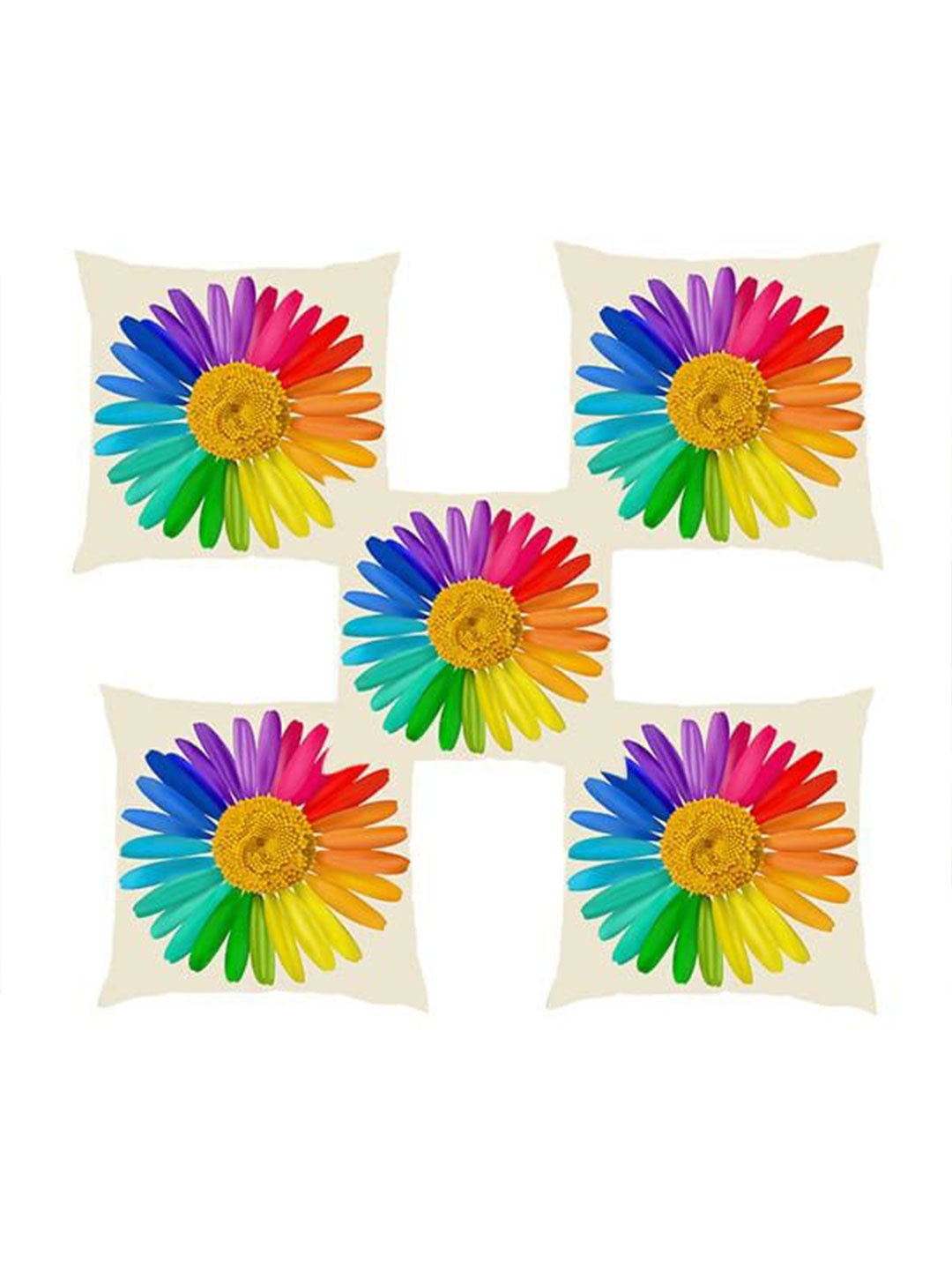 

Bajo's White & Red 5 Pieces Floral Square Cushion Covers